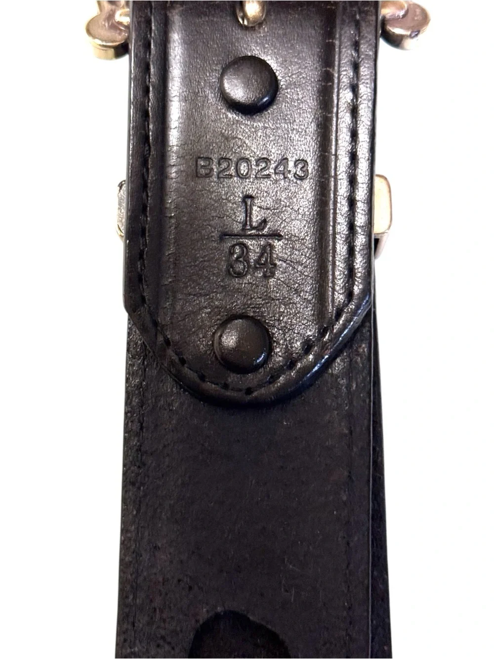 Brighton Black Pierced Leather Belt with Silver Western Buckle Sz L 34